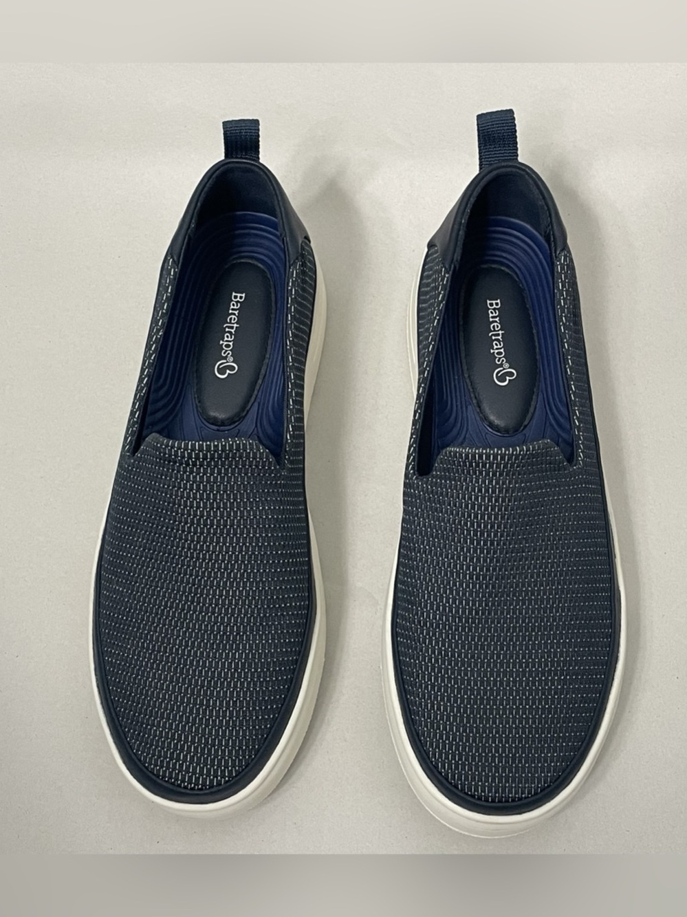 Baretraps Nevin Navy Knit Platform Slip-On Sneakers 8.5